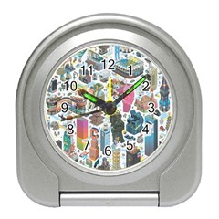 City Pattern Pixel Art Japan Travel Alarm Clock by Sarkoni