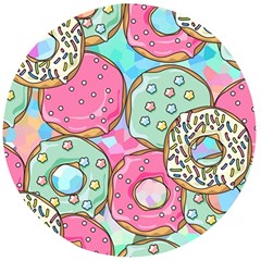 Donut Pattern Texture Colorful Sweet Wooden Bottle Opener (round) by Grandong