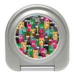 Cats Funny Colorful Pattern Texture Travel Alarm Clock Front