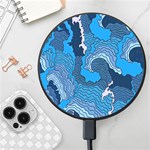 Blue Moving Texture Abstract Texture Wireless Fast Charger(Black) Front