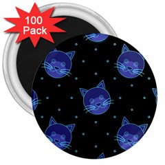 Vector Illustration Of Cat Animal Face Pattern 3  Magnets (100 Pack) by Ndabl3x