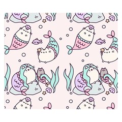 Cartoon Cat Cute Animal Kawaii Pastel Pattern Two Sides Premium Plush Fleece Blanket (small) by Ndabl3x