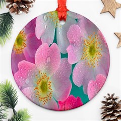 Pink Neon Flowers, Flower Round Ornament (two Sides) by nateshop