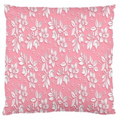 Pink Texture With White Flowers, Pink Floral Background Large Cushion Case (one Side) by nateshop