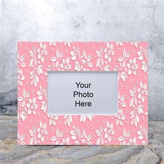 Pink Texture With White Flowers, Pink Floral Background White Tabletop Photo Frame 4 x6  by nateshop