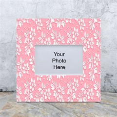 Pink Texture With White Flowers, Pink Floral Background White Box Photo Frame 4  X 6  by nateshop