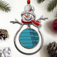 Aztec, Batik Metal Snowman Ornament by nateshop