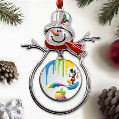 Mickey Mouse, Apple Iphone, Disney, Logo Metal Snowman Ornament by nateshop