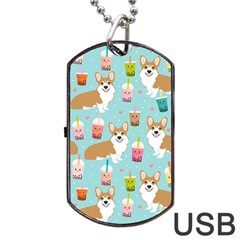 Welsh Corgis Dog Boba Tea Bubble Tea Cute Kawaii Dog Tag Usb Flash (two Sides) by Grandong