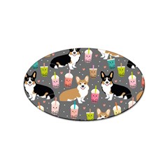 Welsh Corgi Dog Boba Tea Bubble Kawaii Sticker (oval) by Grandong