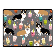 Welsh Corgi Dog Boba Tea Bubble Kawaii Fleece Blanket (small) by Grandong