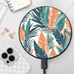 Colorful Tropical Leaf Wireless Fast Charger(Black) Front