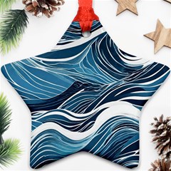 Abstract Blue Ocean Wave Star Ornament (two Sides) by Jack14