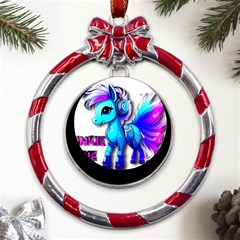 Pinkie Pie  Metal Red Ribbon Round Ornament by Internationalstore