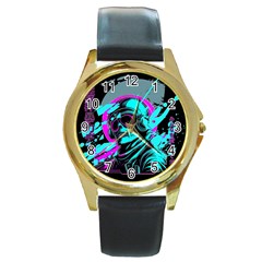 Aesthetic Art  Round Gold Metal Watch by Internationalstore