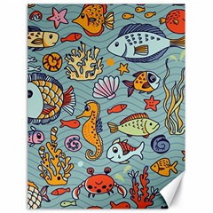 Cartoon Underwater Seamless Pattern With Crab Fish Seahorse Coral Marine Elements Canvas 18  X 24  by uniart180623