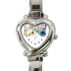 Venice T- Shirt Venice Voyage Art Digital Painting Watercolor Discovery T- Shirt (1) Heart Italian Charm Watch by ZUXUMI