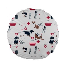 Veterinarian Gift T- Shirt Veterinary Medicine, Happy And Healthy Friends    Pattern    Coral Backgr Standard 15  Premium Round Cushions by ZUXUMI