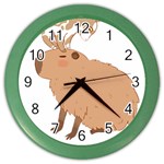 Capybara T- Shirt Cute Capybara With A Baby Goat On Its Head T- Shirt Yoga Reflexion Pose T- Shirtyoga Reflexion Pose T- Shirt Color Wall Clock Front