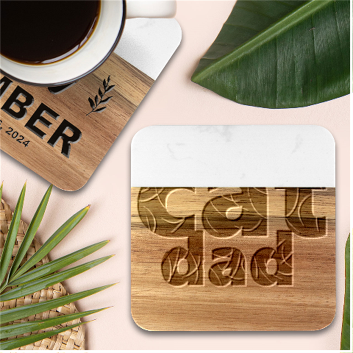 Cat Dad Gray Hair T- Shirt Cat Dad Gray Hair T- Shirt Yoga Reflexion Pose T- Shirtyoga Reflexion Pose T- Shirt Marble Wood Coaster (Square)