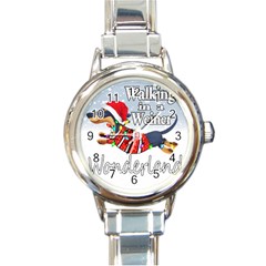 Weiner T- Shirt Walking In A Weiner Wonderland T- Shirt (1) Round Italian Charm Watch by ZUXUMI