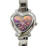 Floral Blossoms  Heart Italian Charm Watch Front