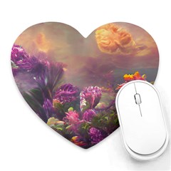 Floral Blossoms  Heart Mousepad by Internationalstore