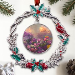 Floral Blossoms  Metal X mas Wreath Holly Leaf Ornament by Internationalstore