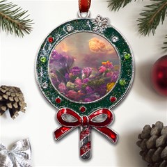 Floral Blossoms  Metal X mas Lollipop With Crystal Ornament by Internationalstore