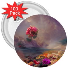 Floral Blossoms  3  Buttons (100 Pack)  by Internationalstore