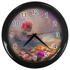 Floral Blossoms  Wall Clock (black) by Internationalstore