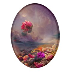 Floral Blossoms  Oval Glass Fridge Magnet (4 Pack) by Internationalstore