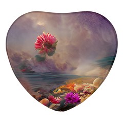 Floral Blossoms  Heart Glass Fridge Magnet (4 Pack) by Internationalstore