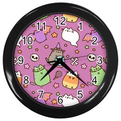 Pusheen Cat Wall Clock (black) by Pakjumat