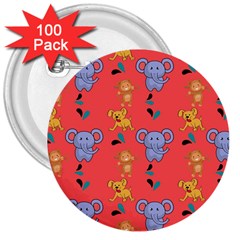 Elephant Monkey Dog Cartoon 3  Buttons (100 Pack)  by Pakjumat