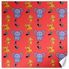 Elephant Monkey Dog Cartoon Canvas 20  X 20  by Pakjumat