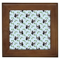 Animal Panda Bamboo Seamless Pattern Framed Tile by Pakjumat