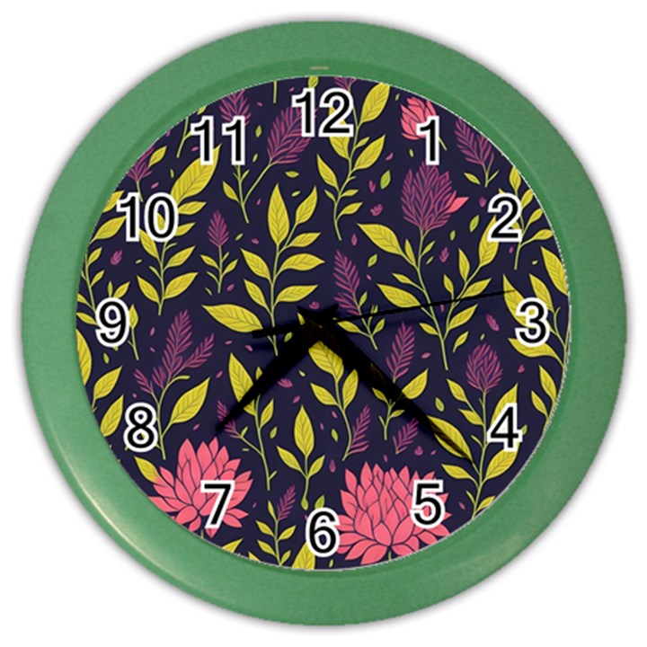 Flower Pattern Design Color Wall Clock