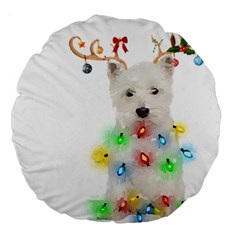 West Highland White Terrier Dog Snow T- Shirt West Highland White Terrier Dog Snow Reindeer Santa Ha Large 18  Premium Round Cushions by ZUXUMI