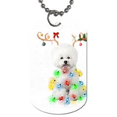 White Bichon Frise Dog Snow Reindeer S T- Shirt White Bichon Frise  Dog Snow Reindeer Santa Hat Chri Dog Tag (one Side) by ZUXUMI