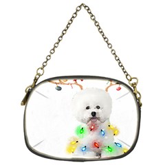 White Bichon Frise Dog Snow Reindeer S T- Shirt White Bichon Frise  Dog Snow Reindeer Santa Hat Chri Chain Purse (one Side) by ZUXUMI