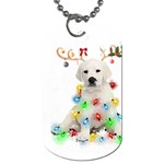 White Labrador Dog Snow Reindeer Santa T- Shirt White Labrador  Dog Snow Reindeer Santa Hat Christma Dog Tag (One Side) Front