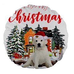 White Labrador Santa Merry T- Shirt Red Winter Christmas Hat House White Labrador  Santa Merry T- Sh Large 18  Premium Round Cushions by ZUXUMI