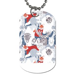 Wildlife Animals T- Shirt Canadian Wild Geometric Animals    Blue Background Brown Bear Bull Moose B Dog Tag (one Side) by ZUXUMI