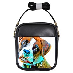 Boxer Dog Art T- Shirt Boxer Dog Art T- Shirt Girls Sling Bag by JamesGoode