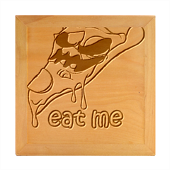 Eat Me T- Shirtscary Pizza Slice Sceaming Eat Me T- Shirt Wood Photo Frame Cube by ZUXUMI