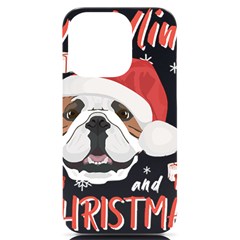 English Bulldog T- Shirt English Bulldog Merry Christmas T- Shirt (2) Iphone 14 Pro Black Uv Print Case by ZUXUMI