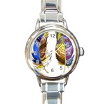 Feathers Design T- Shirtfeathers T- Shirt Round Italian Charm Watch Front