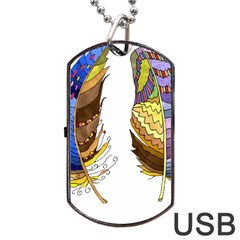 Feathers Design T- Shirtfeathers T- Shirt Dog Tag Usb Flash (one Side) by ZUXUMI