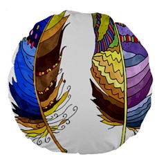 Feathers Design T- Shirtfeathers T- Shirt Large 18  Premium Round Cushions by ZUXUMI